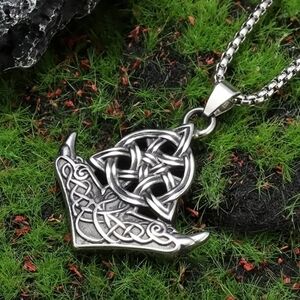 Silver Celtic Warrior Knot Anchor Pendant Necklace